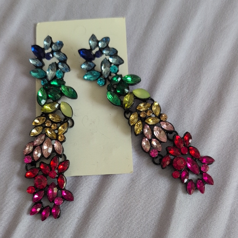 Multicolor Crystal Drop Earrings